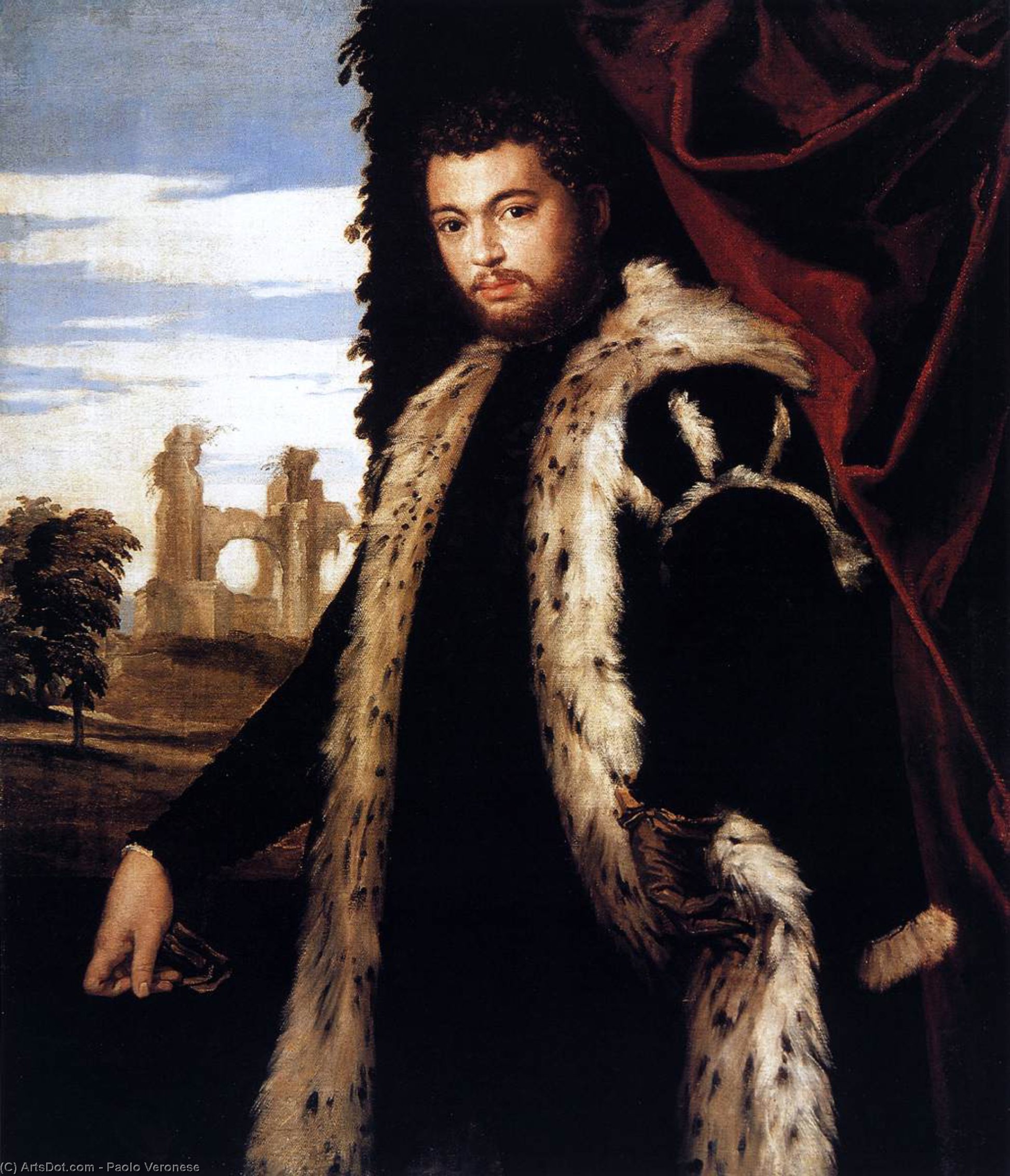 Portrait Of A Young Man Wearing Lynx Fur — Paolo Veronese
