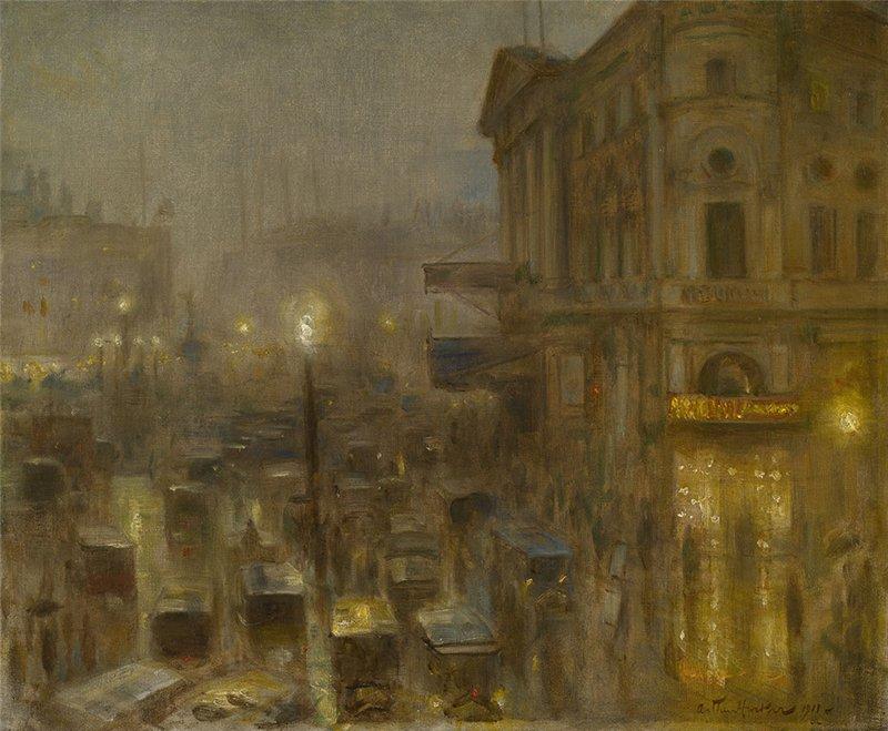 Return From The Matinée, Piccadilly Circus — Arthur Hacker