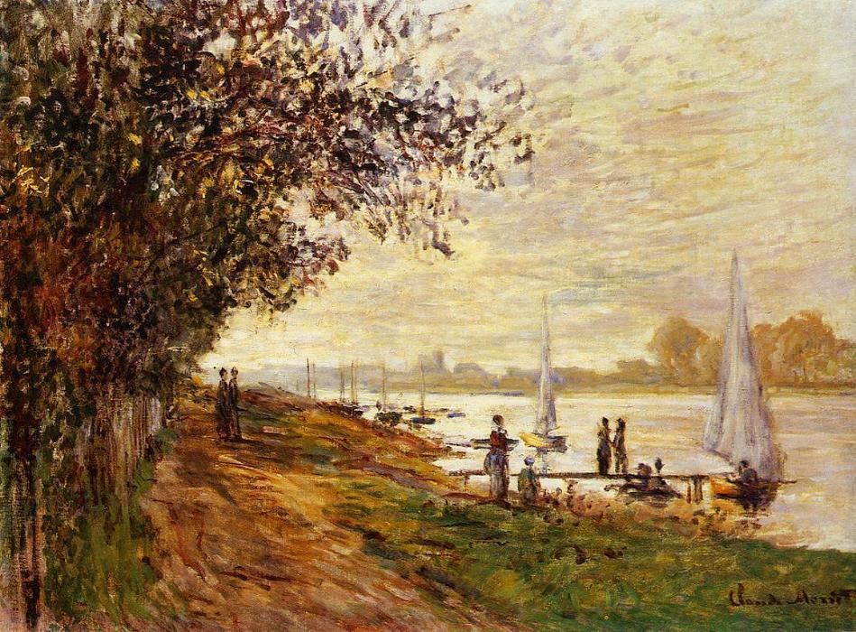 The Riverbank At Le Petit-gennevilliers, Sunset — Claude Monet