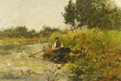 Fisherman In A Pond Landscape — Paul Joseph Constantin Gabriel