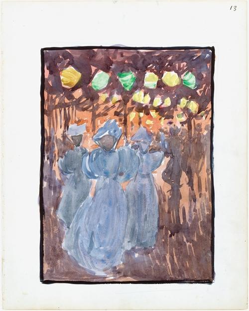 Night Scene With Three Women In Blu — Maurice Brazil Prendergast