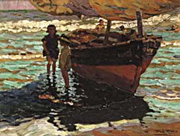 Niños En La Barca — Alberto Pla Y Rubio