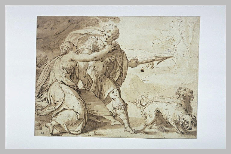 Vénus Retenant Adonis Partant Pour La Chasse — Hans Von Aachen