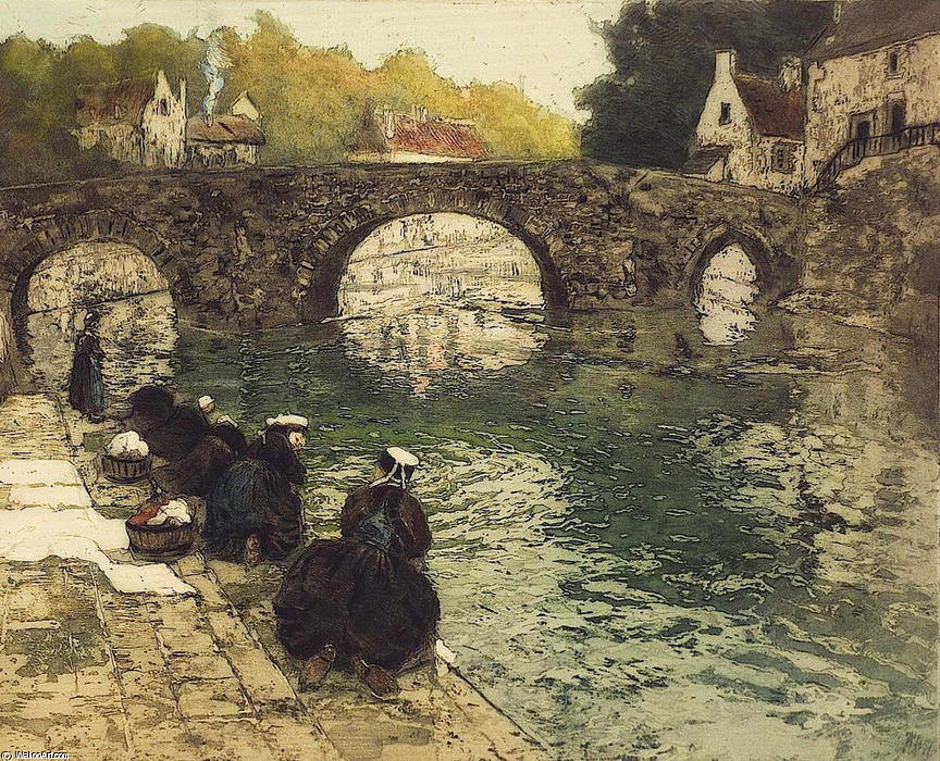 Washerwomen At Quimperle — Frits Thaulow