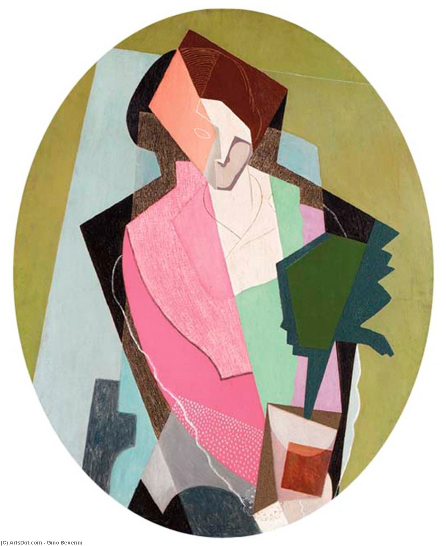 Woman With Green Plant — Gino Severini