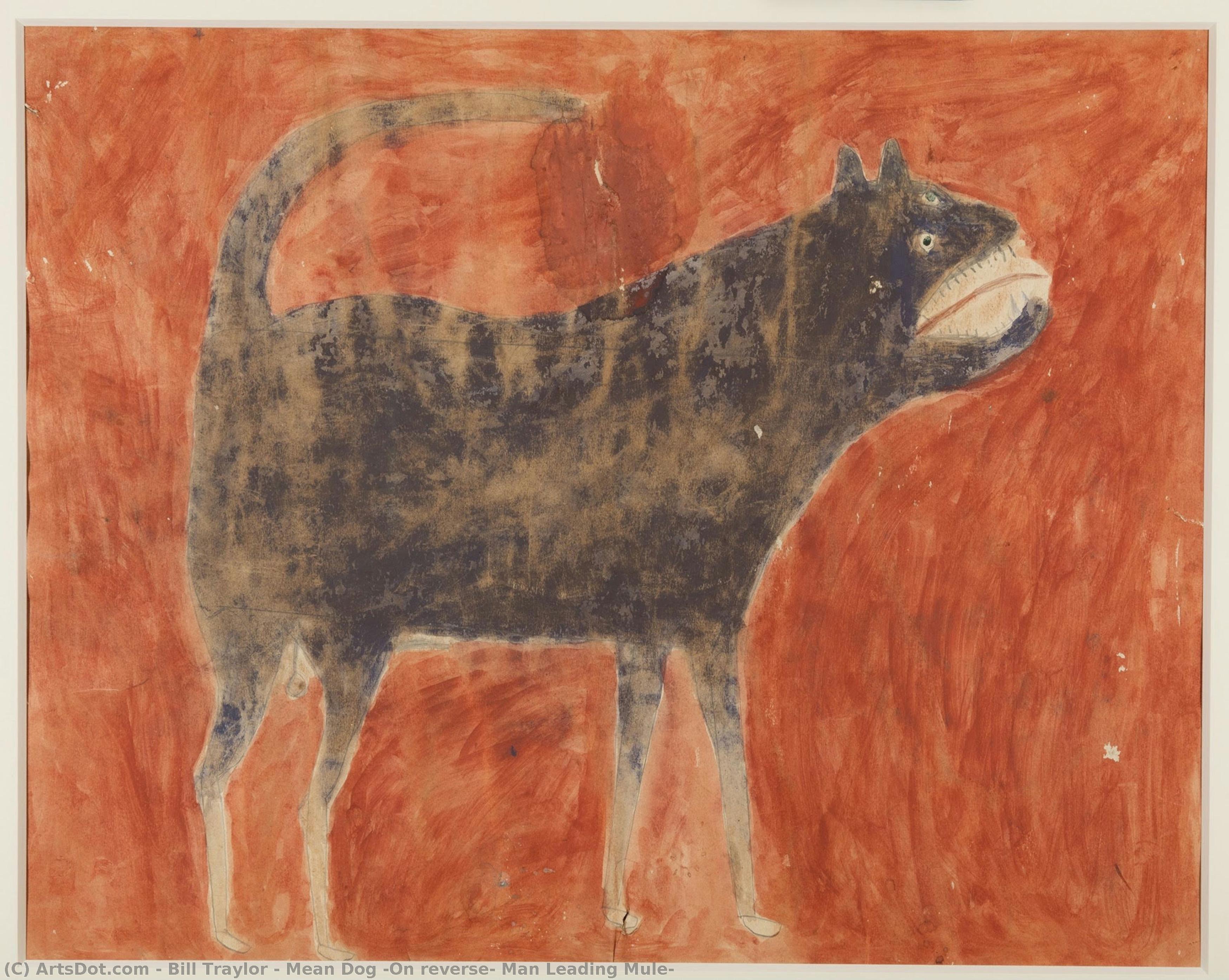 Mean Dog (on Reverse: Man Leading Mule) — Bill Traylor