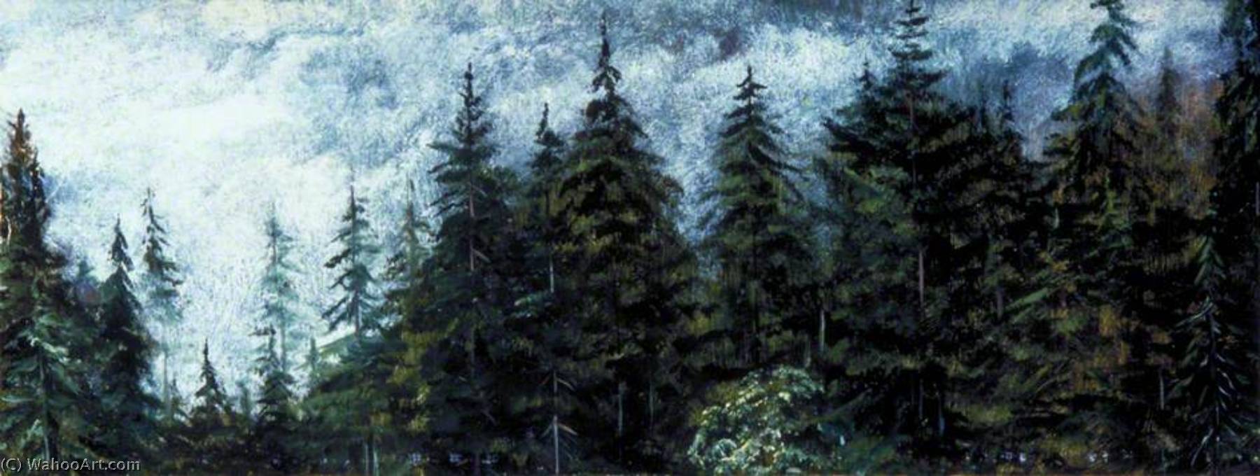 Pine Clad Slopes Of Nagkunda, North India, And View Of The Distant Mountains — Marianne North