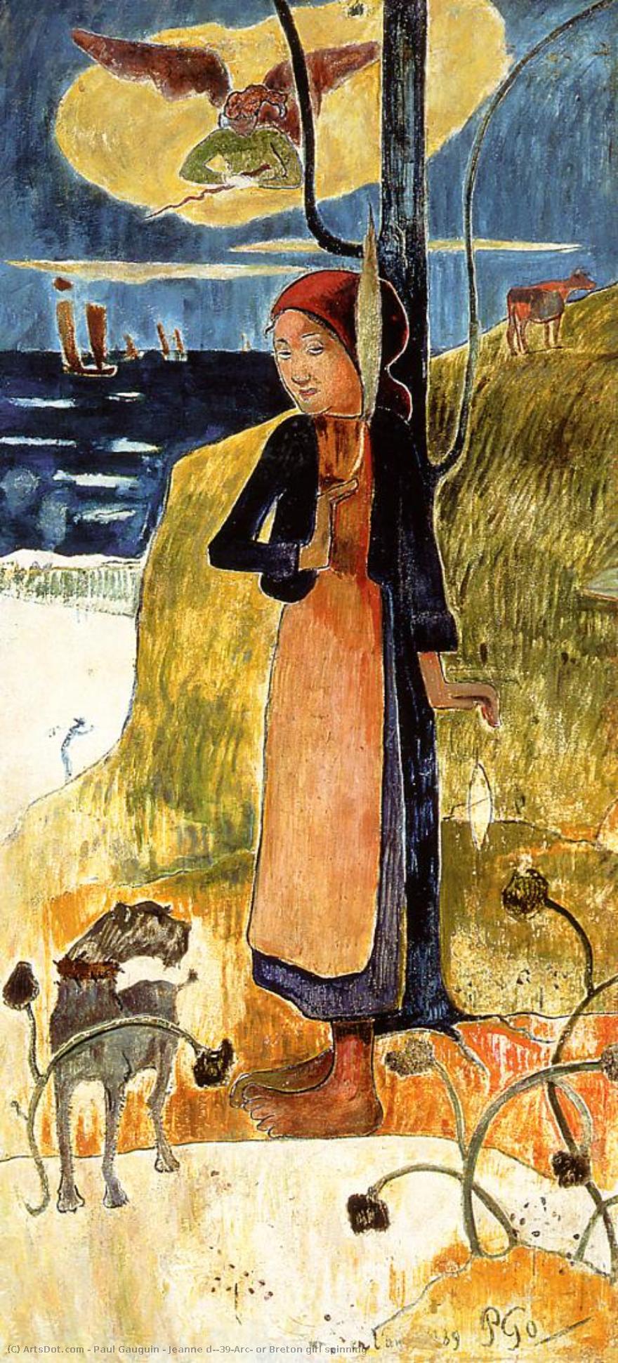 Jeanne D'arc, Or Breton Girl Spinning — Eugène Henri Paul Gauguin