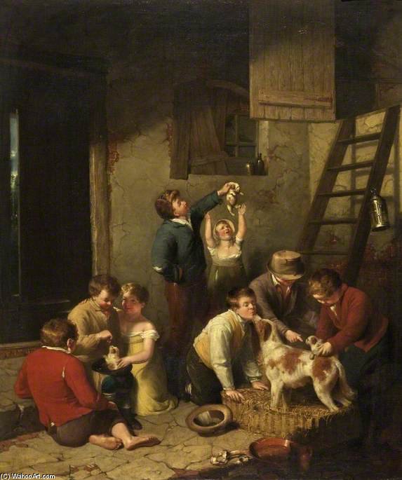 Children Playing With Puppies — William Collins