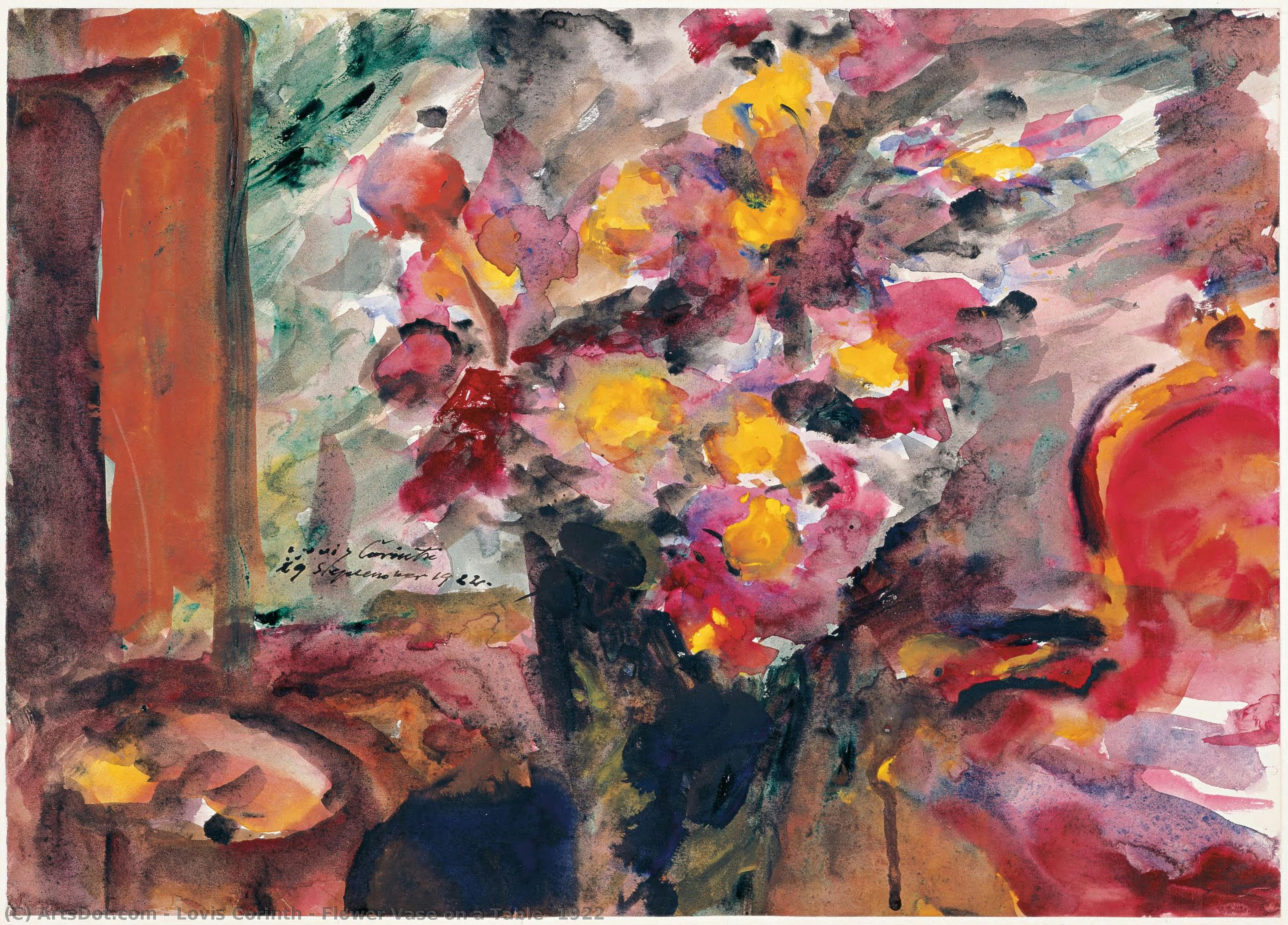 Flower Vase On A Table, 1922 — Lovis Corinth