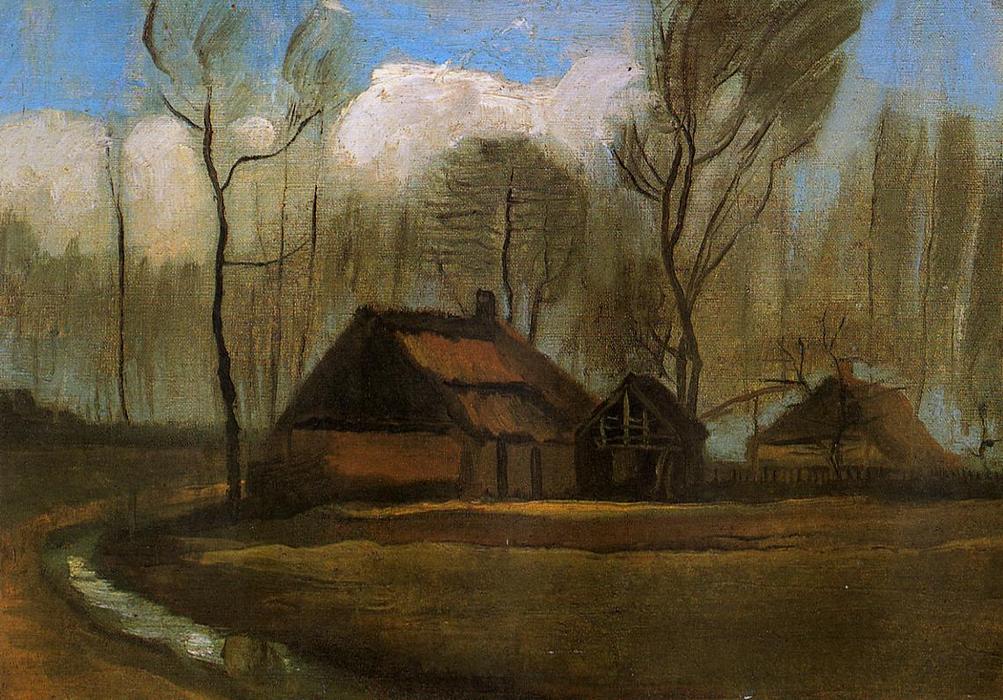 Farmhouses Among Trees — Vincent Willem Van Gogh