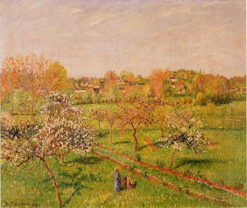 Morning, Flowering Apple Trees, Eragny — Camille Pissarro