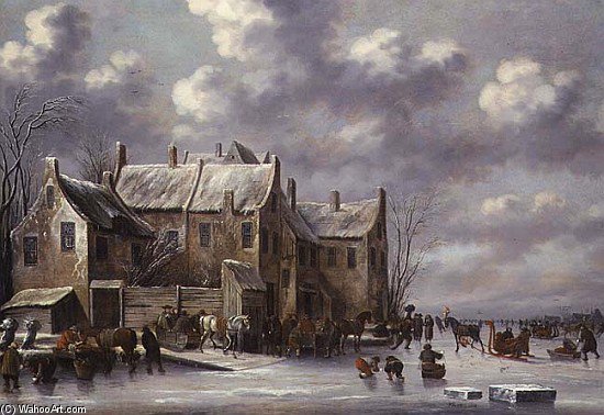 Winter Scene With View At Medemblik — Thomas Heeremans