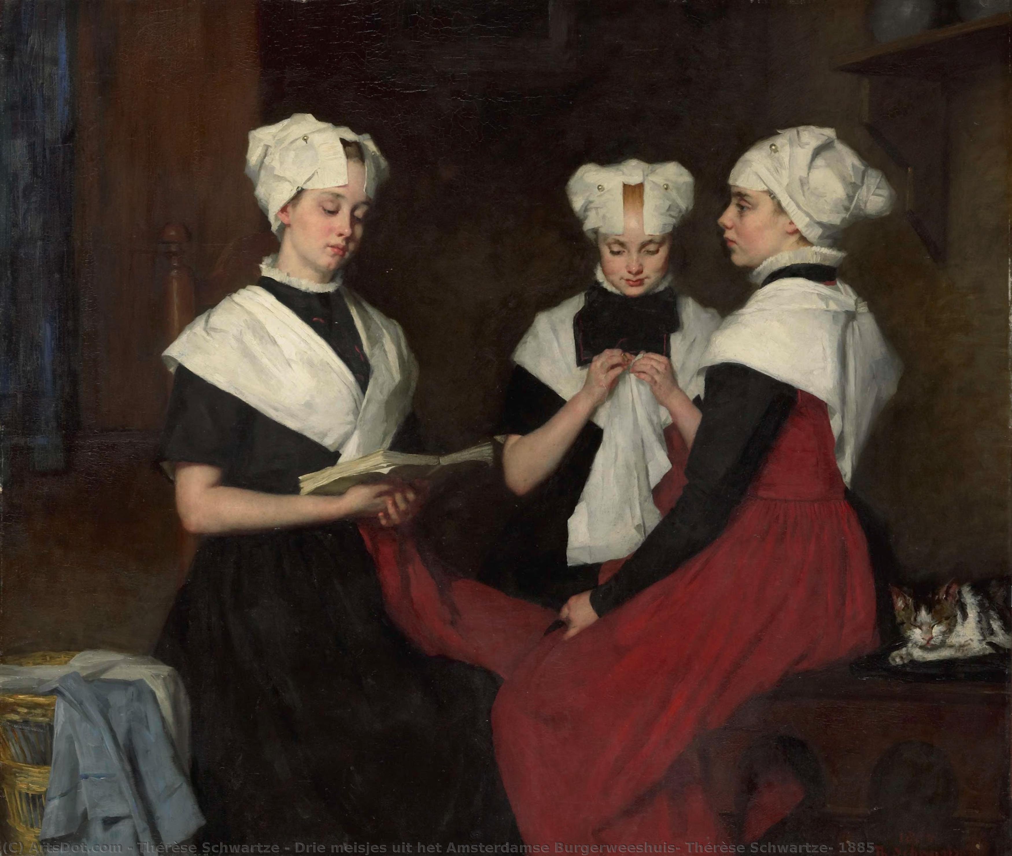 Drie Meisjes Uit Het Amsterdamse Burgerweeshuis, Thérèse Schwartze, 1885 — Thérèse Schwartze