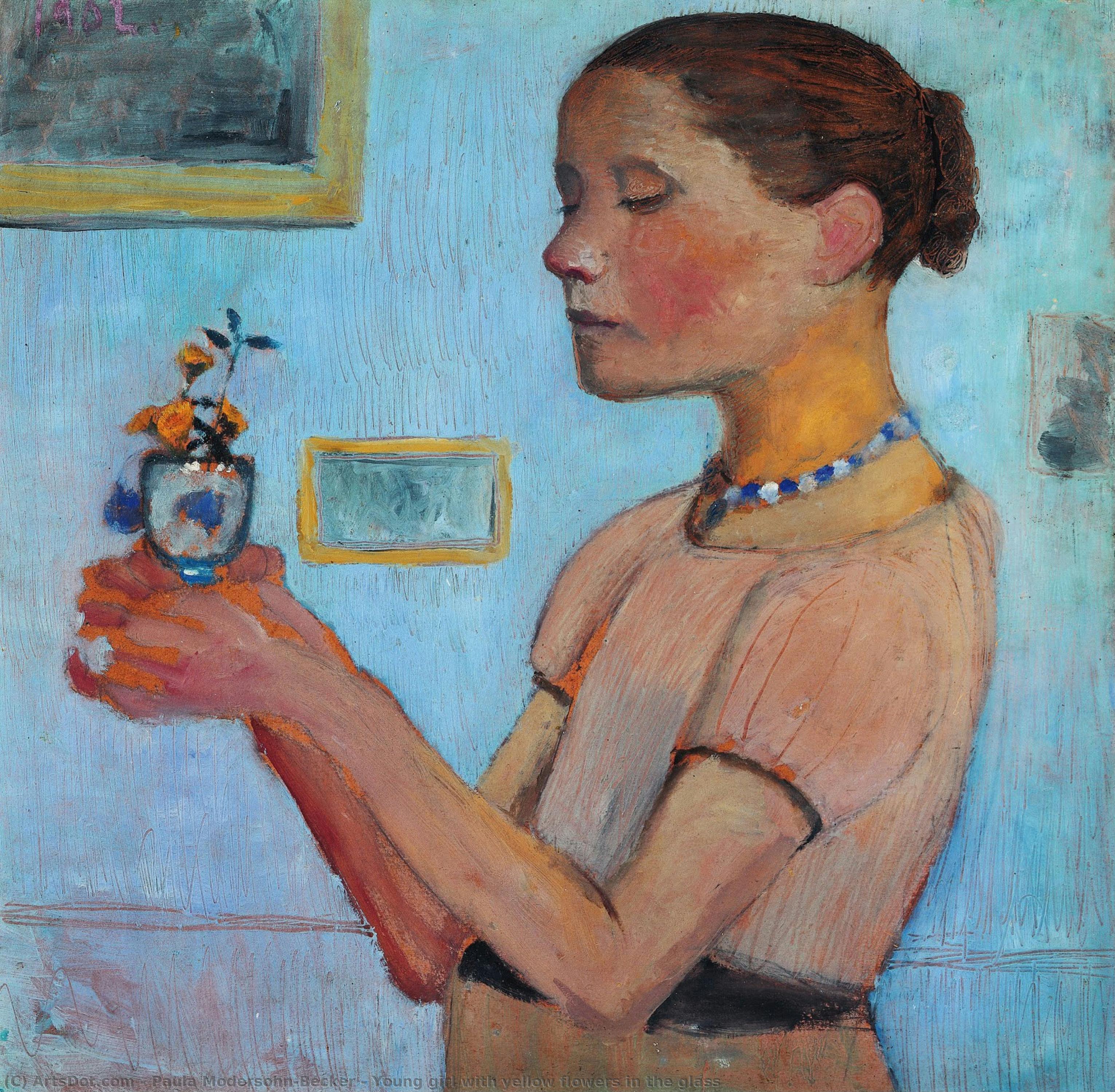 Young Girl With Yellow Flowers In The Glass — Paula Modersohn-becker