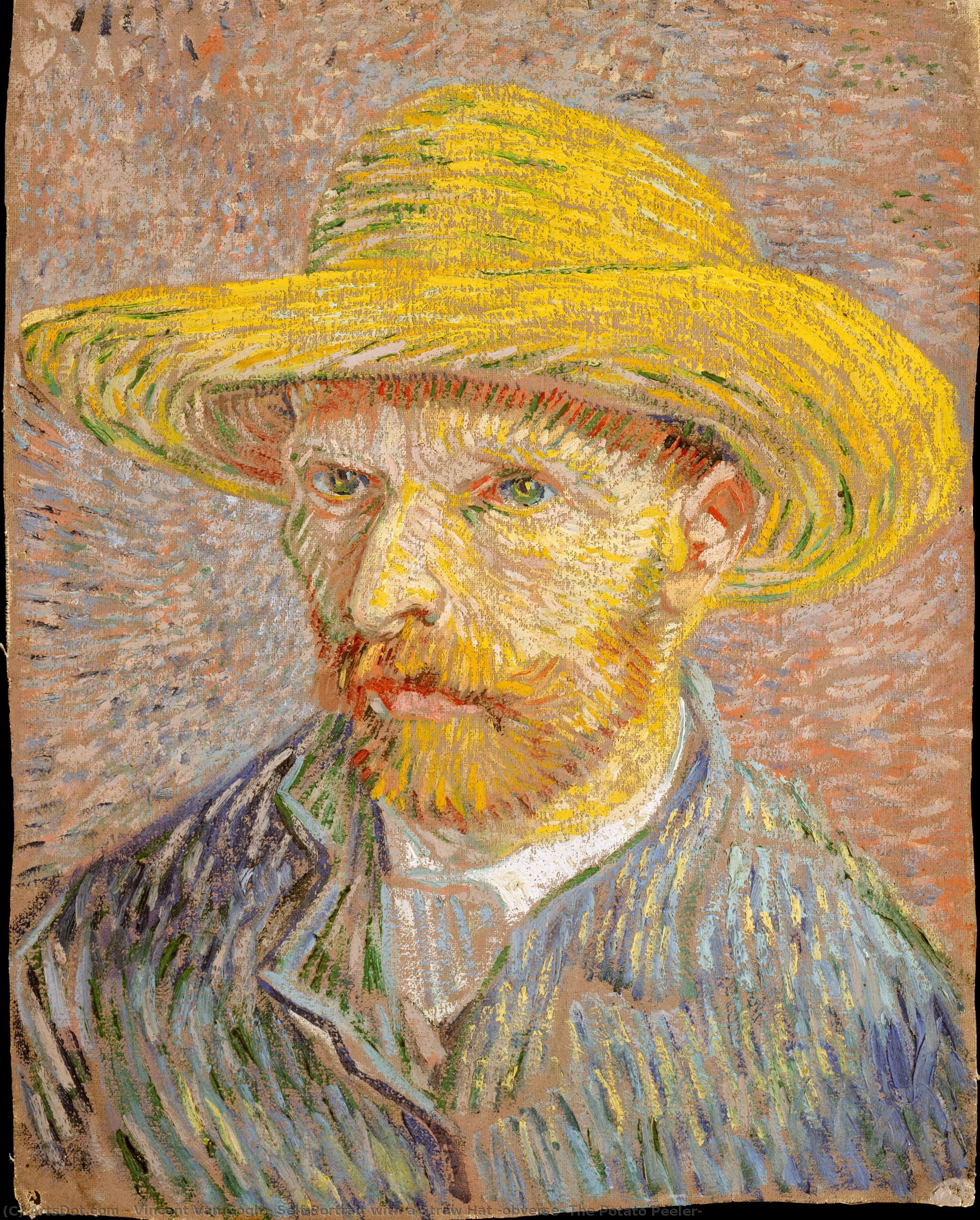Self-portrait With A Straw Hat (obverse: The Potato Peeler) — Vincent Willem Van Gogh
