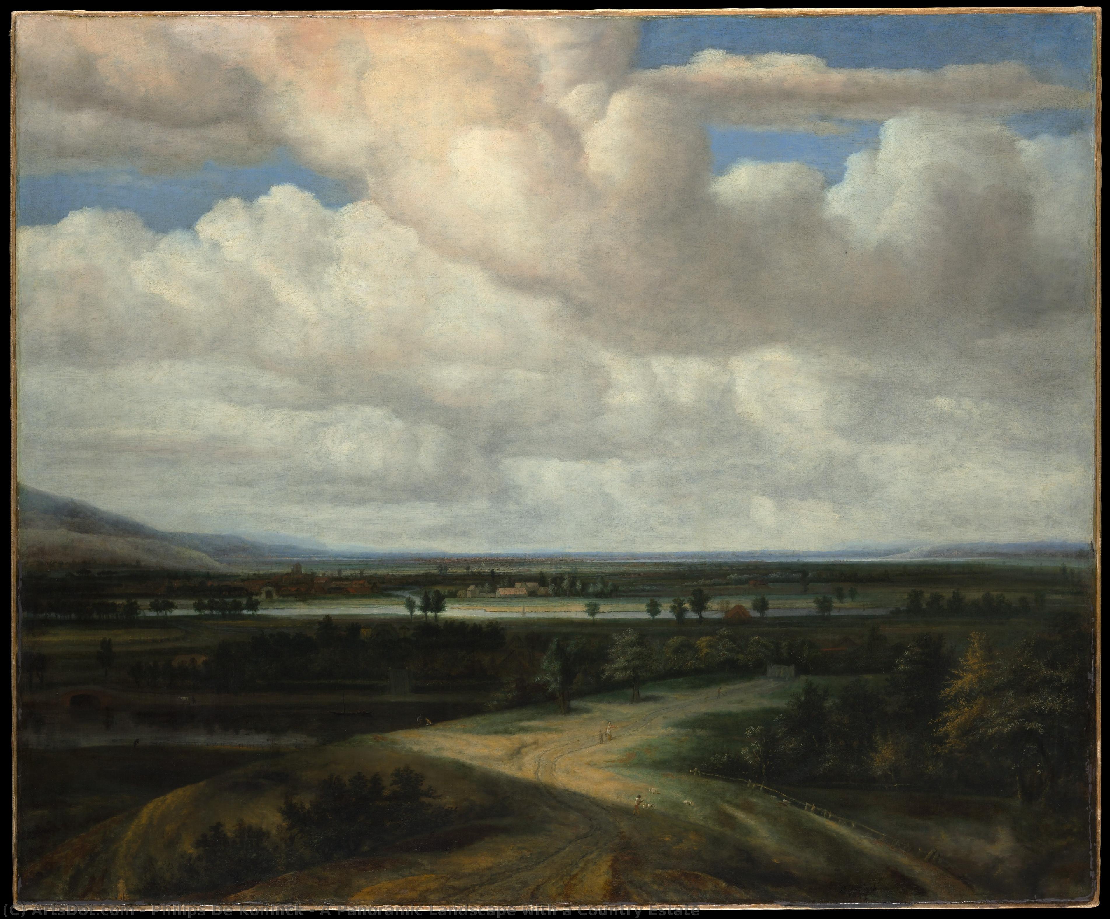A Panoramic Landscape With A Country Estate — Filip De Konink