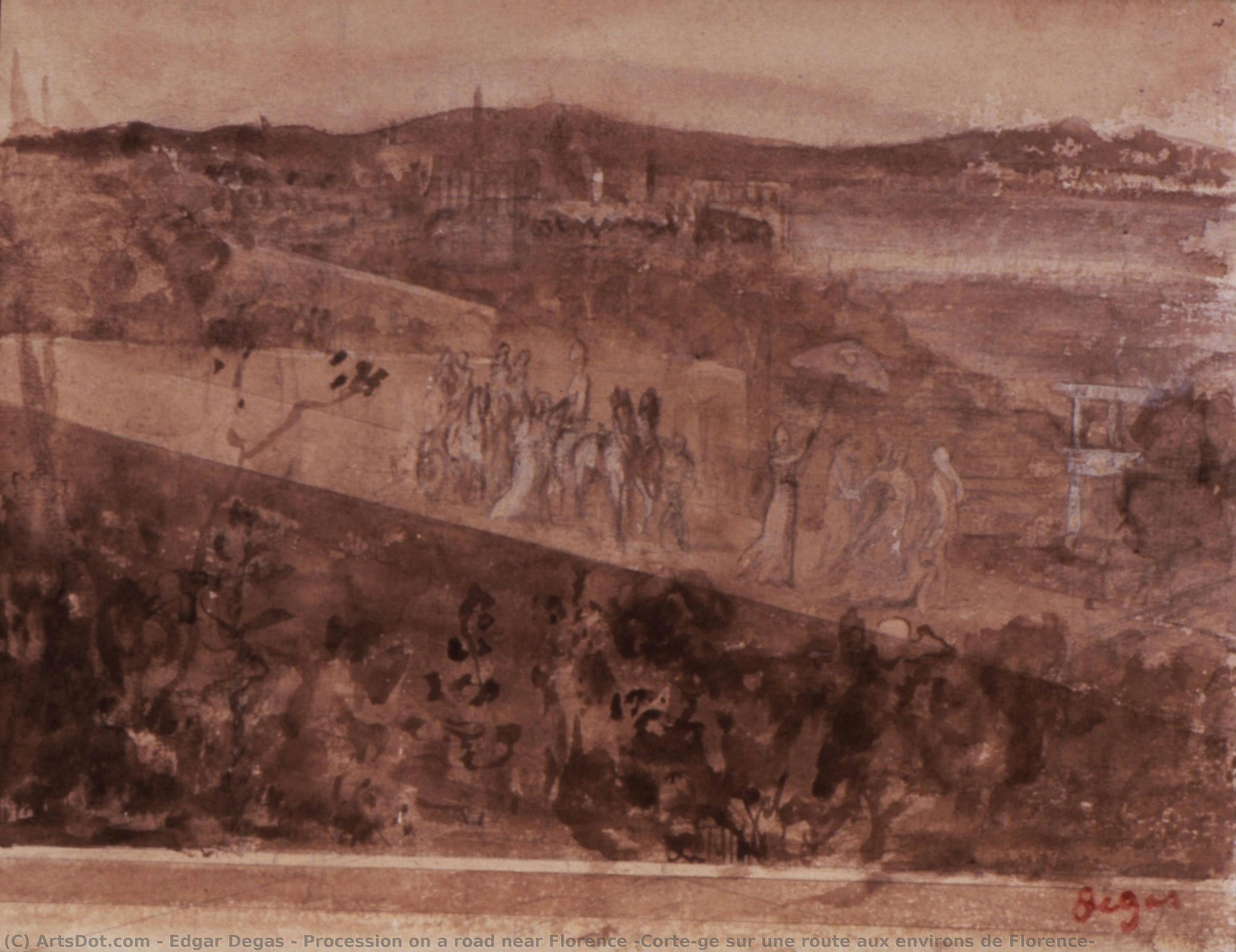 Procession On A Road Near Florence (cortège Sur Une Route Aux Environs De Florence) — Edgar Degas