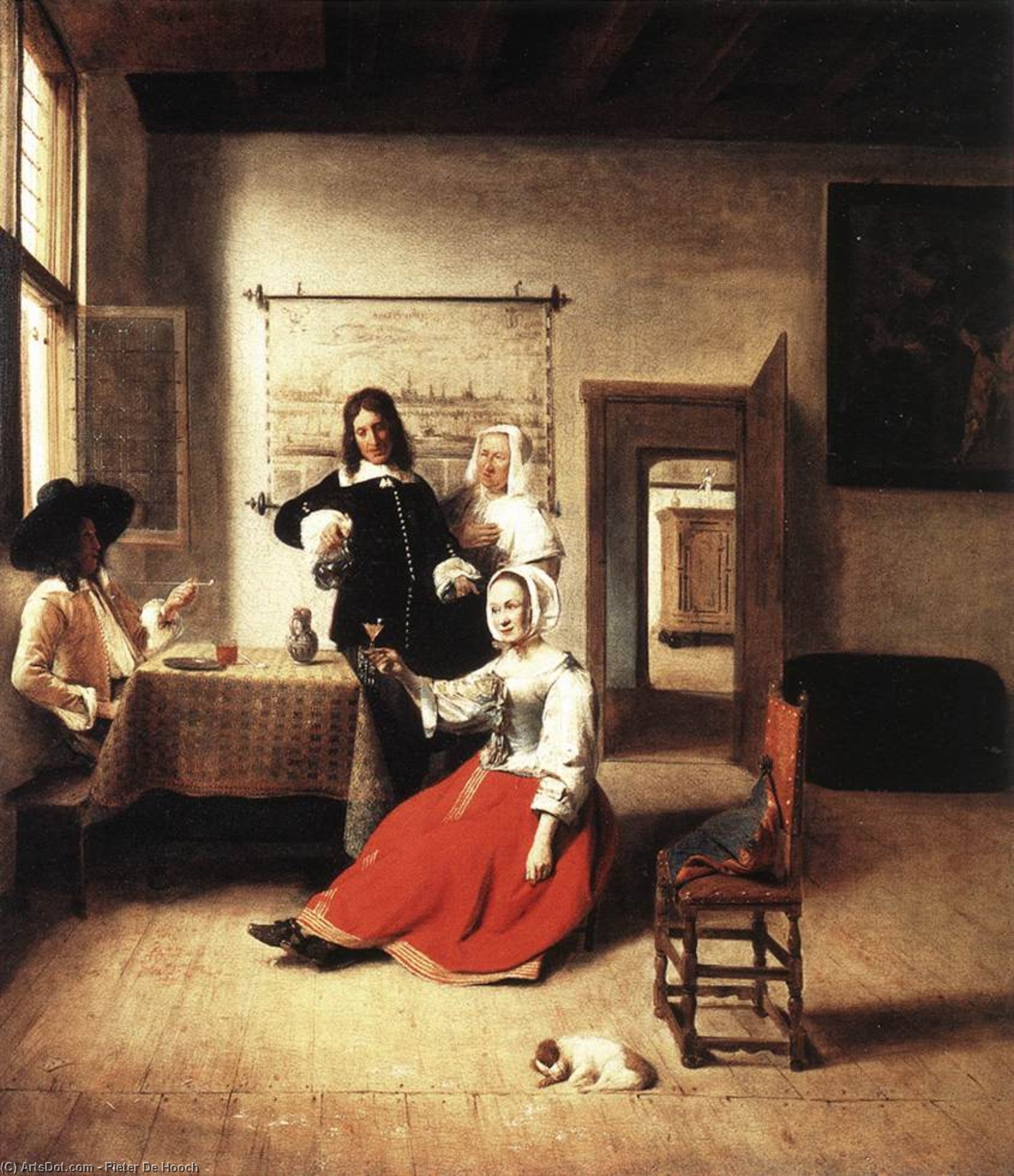 Young Woman Drinking — Pieter De Hooch