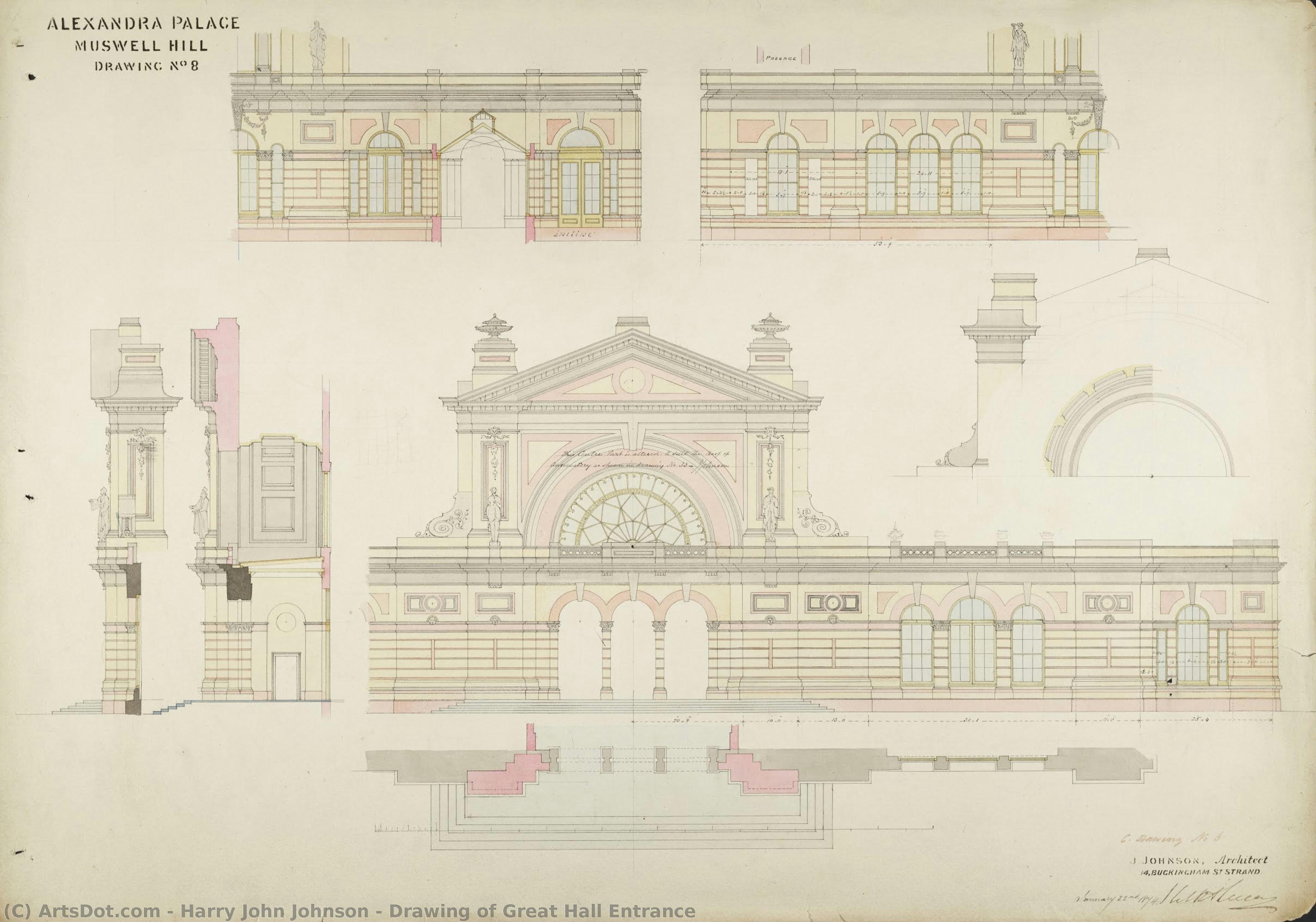 Drawing Of Great Hall Entrance — Harry John Johnson