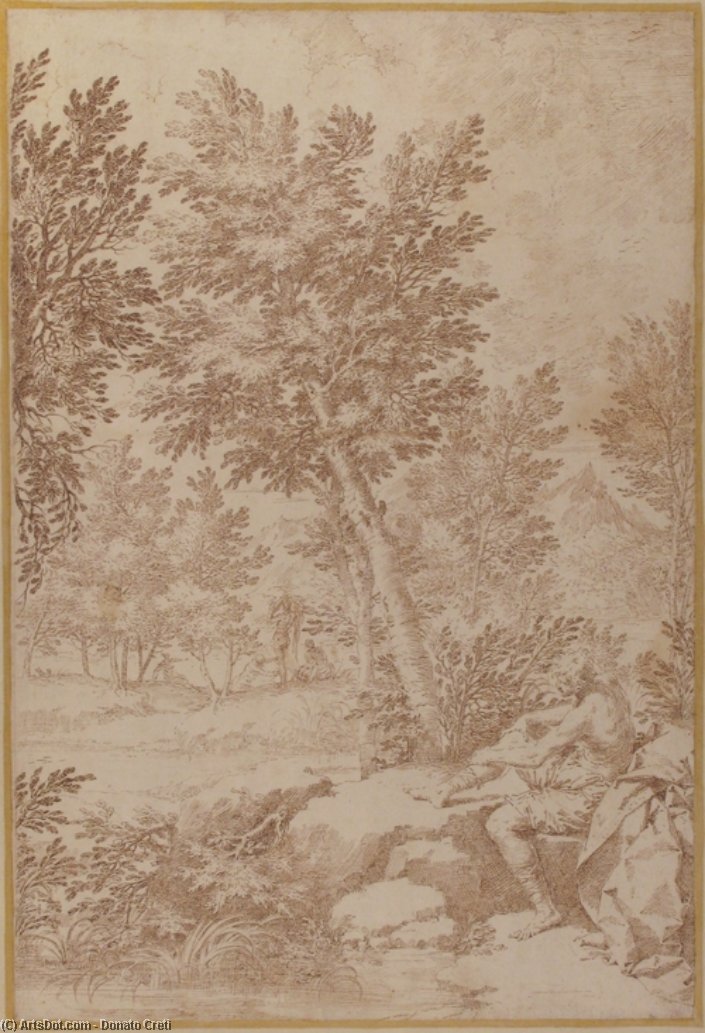 Bathers In A Wooded Landscape — Donato Creti