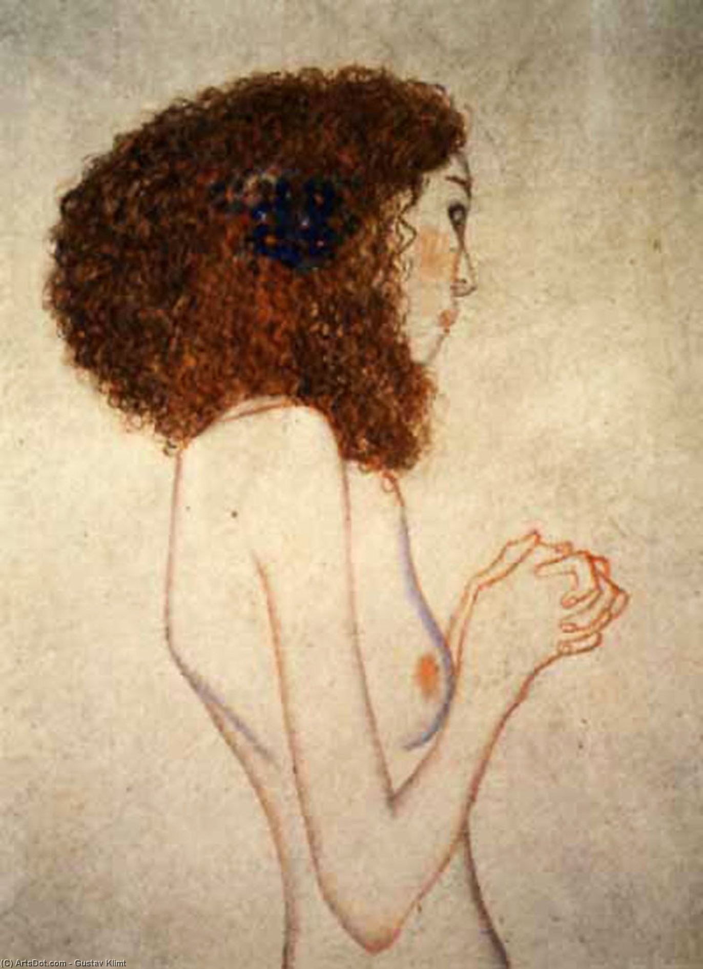 Beethovenfries Die Sehnsucht Hach Dem Gluck, Flehendes Madchen Aus Den Leiden Der Schwachen Menschh — Gustav Klimt