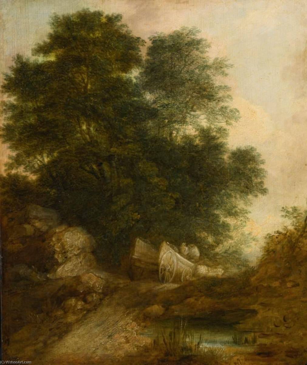 Wooded Landscape With Peasants In A Wagon — Thomas Gainsborough