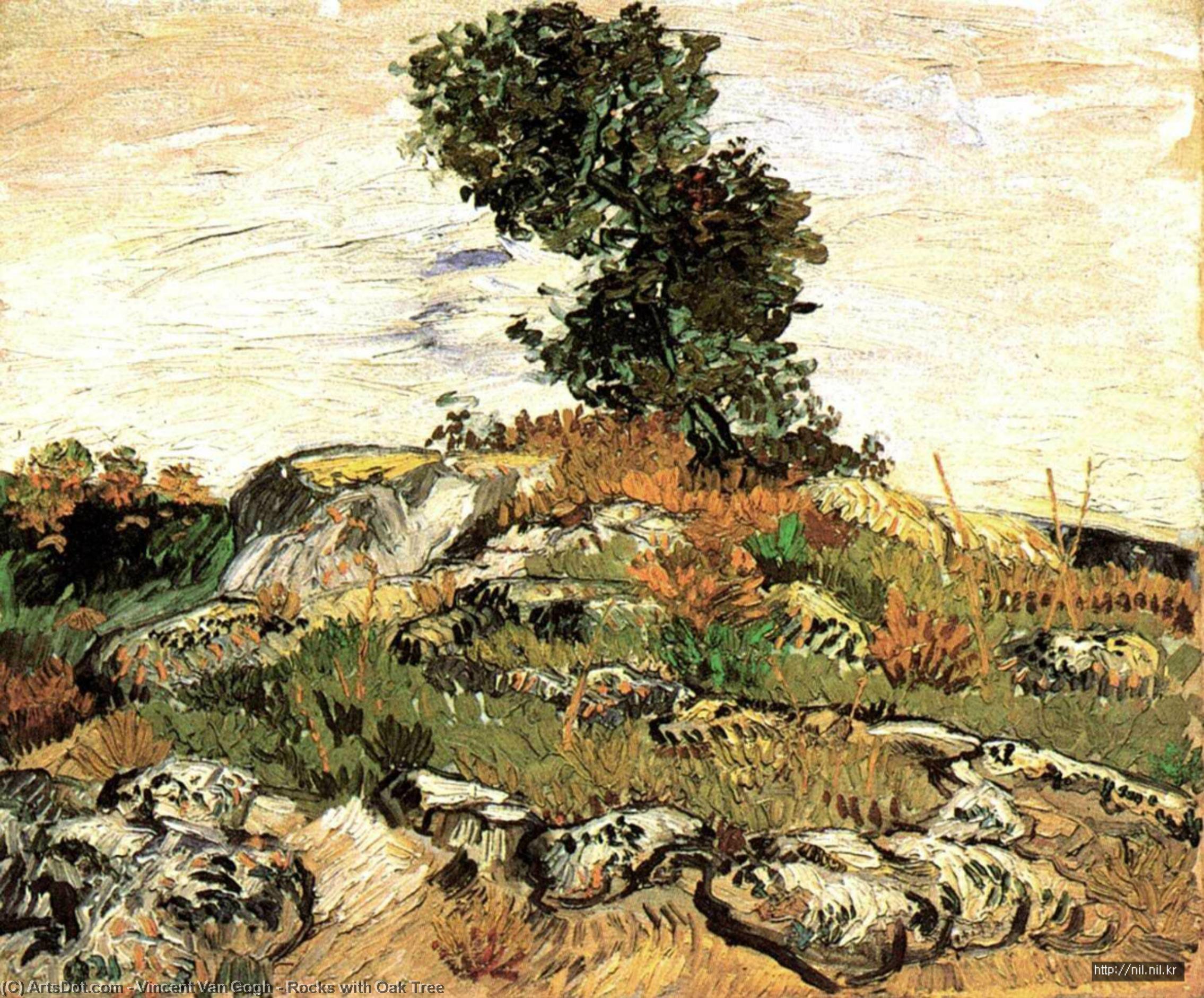 Rocks With Oak Tree — Vincent Willem Van Gogh