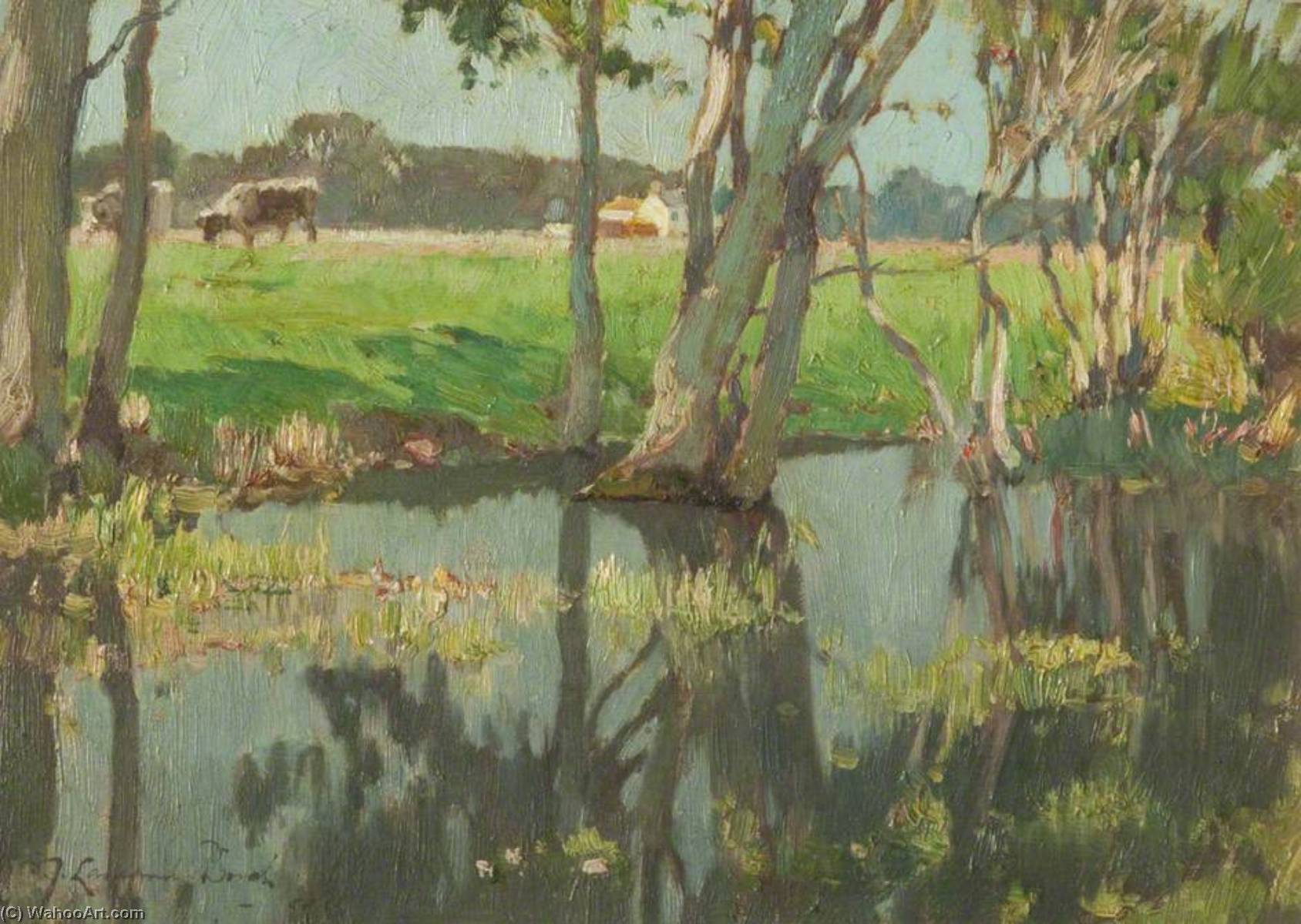 Stream, Trees, Pastureland — Samuel John Lamorna Birch