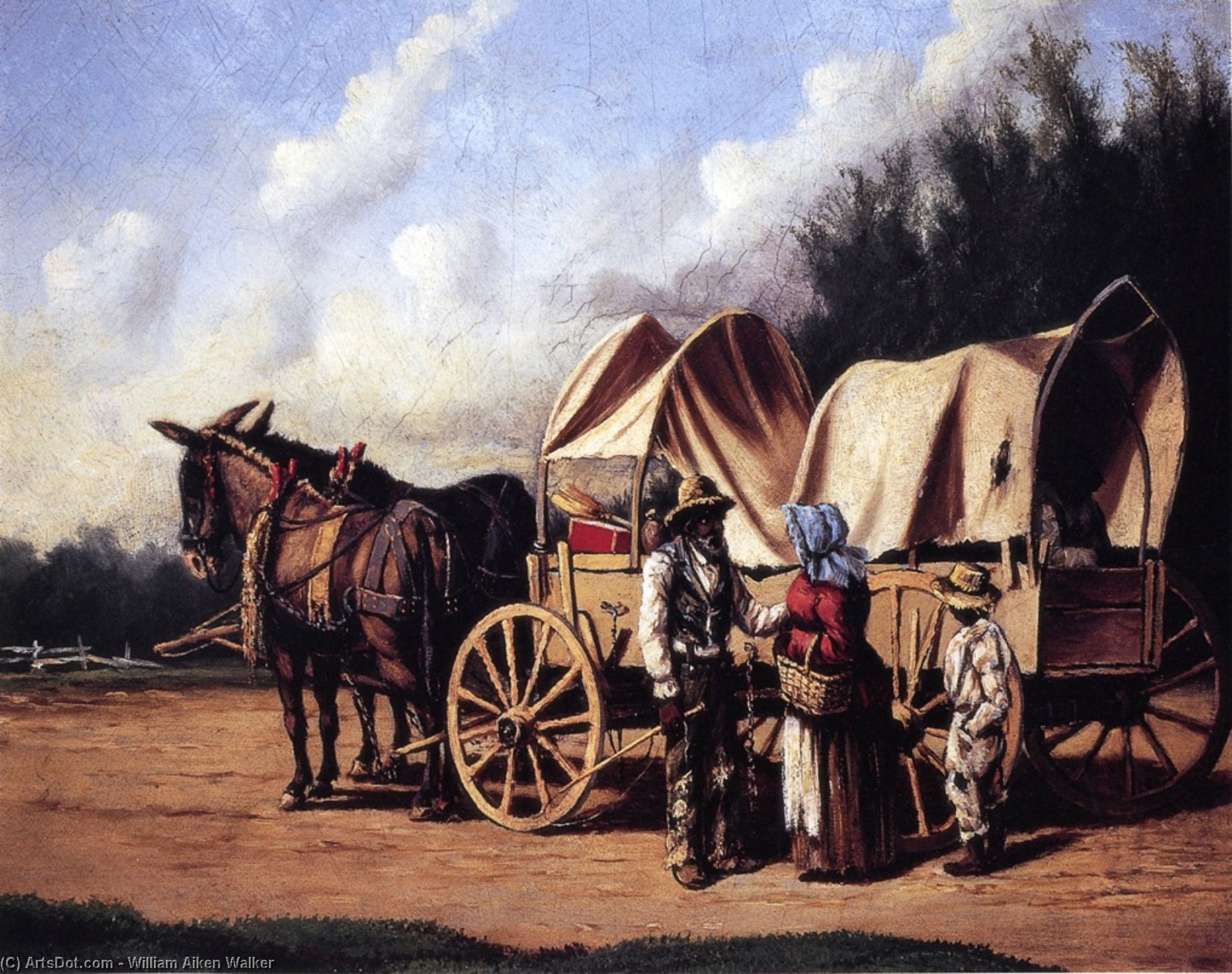 Covered Wagon With Negro Family — William Aiken Walker
