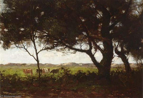 Cows In A Wooded Landscape — Willem Maris