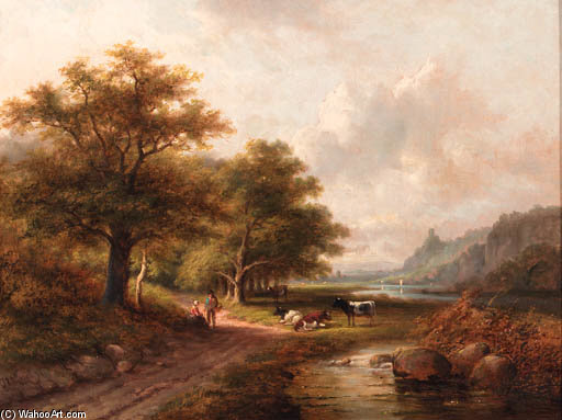 A Wooded Landscape With Peasants Resting On A Sandy Track — Jan Evert Morel