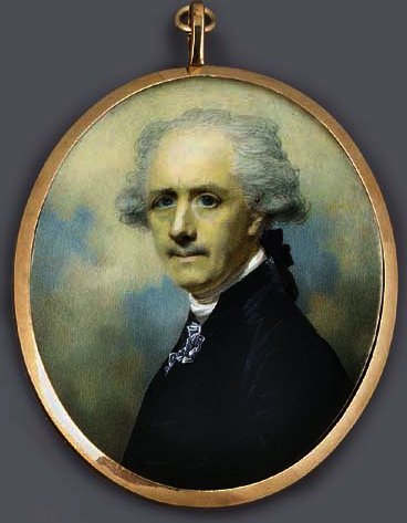 A Gentleman, Facing Left In Black Coat, Lace Cravat, Powdered Hair En Queue — George Chinnery