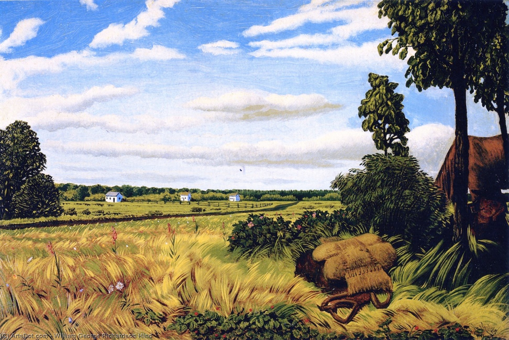 Roadside Scene With Three Houses And Figure, Manitoba — William George Richardson Hind