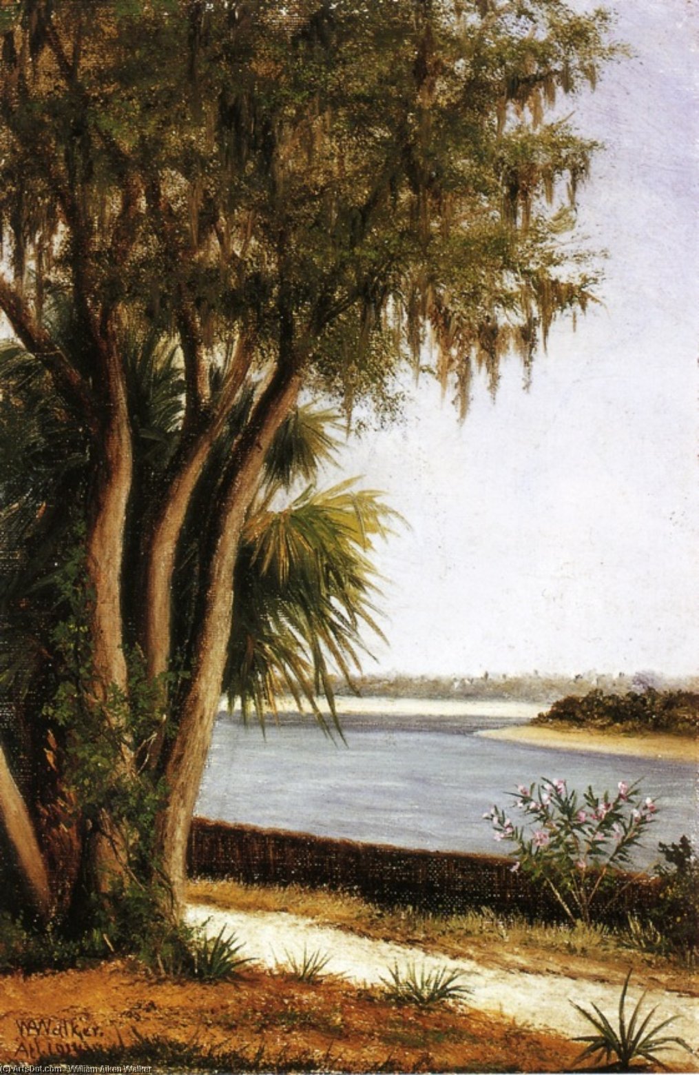 River, Tree, City On Horizon — William Aiken Walker