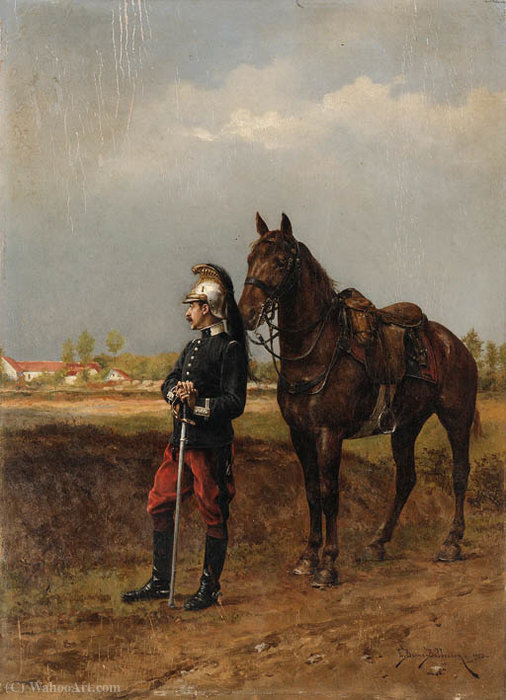 A Soldier With His Horse — Etienne Prosper Berne Bellecour