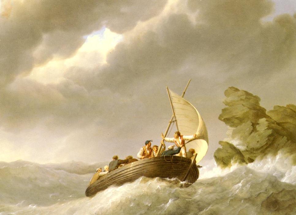 Sailing The Stormy Seas — Johannes Hermann Barend Koekkoek