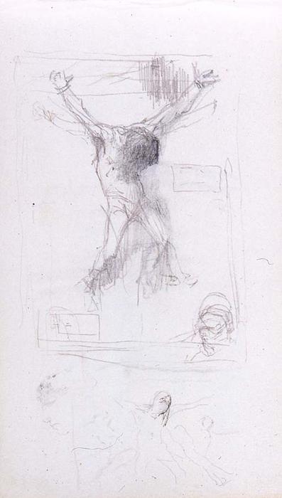 Crucified Figure, Other Figures, Faces — John La Farge