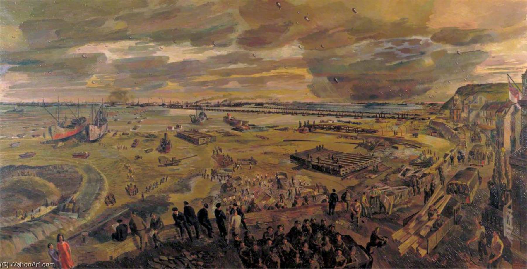 The Landing In Normandy, Arromanches D Day Plus 20, 26 June 1944 — Barnett Freedman