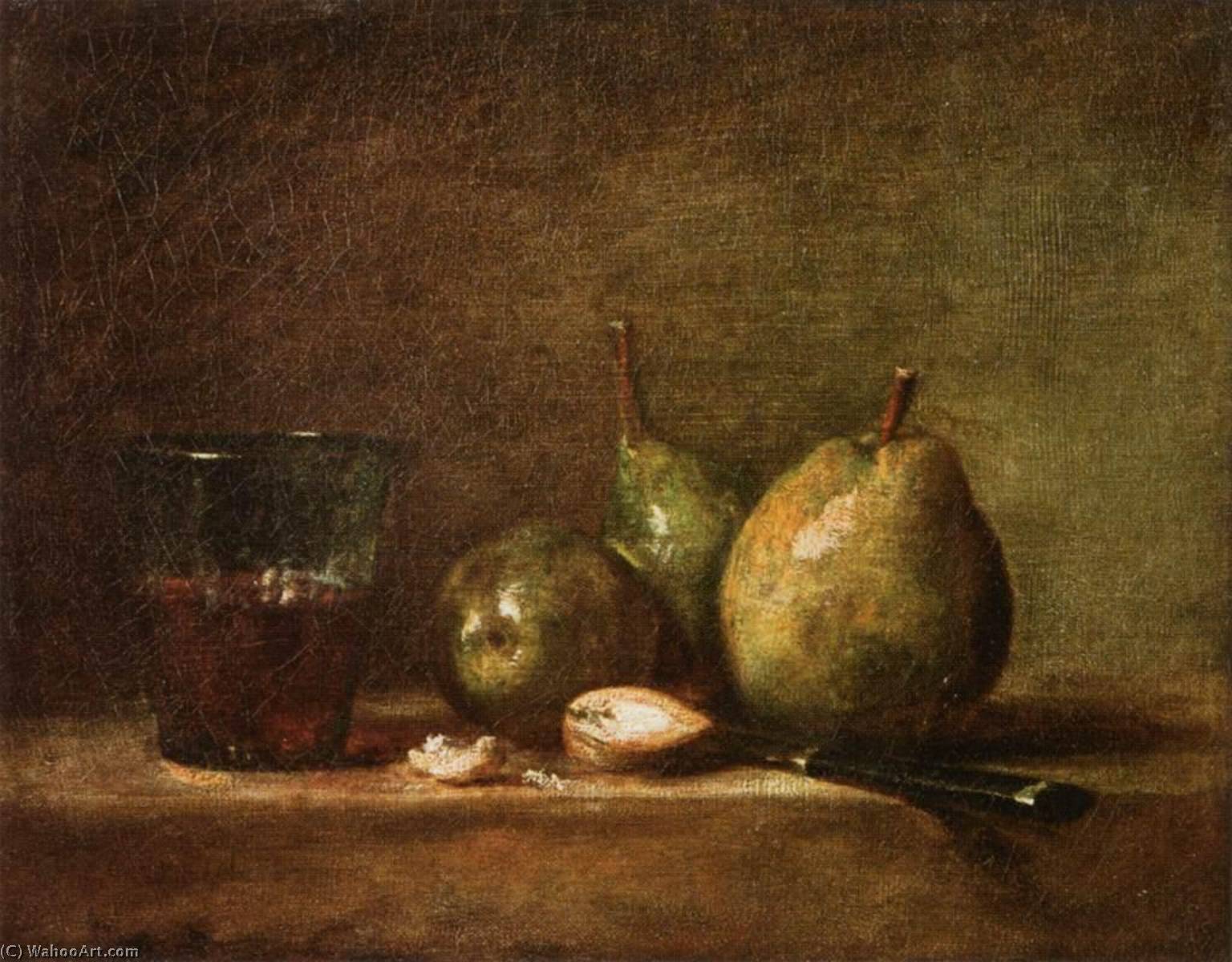 Pears, Walnuts And Glass Of Wine — Jean-baptiste-siméon Chardin