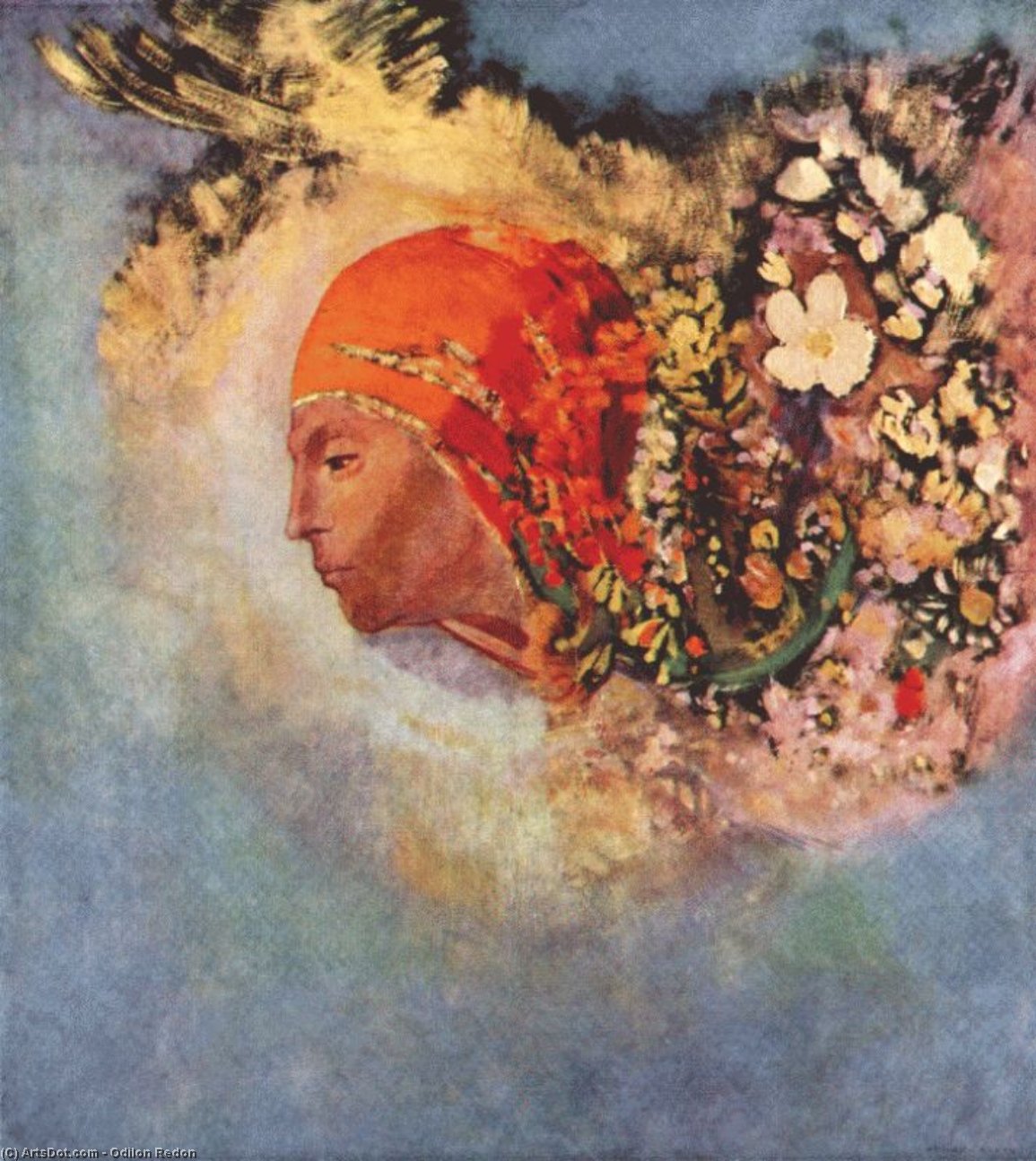 Head With Flowers — Odilon Redon