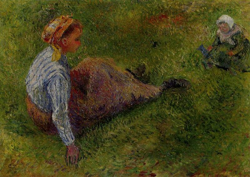 Peasant Sitting With Infant — Camille Pissarro