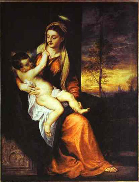 Madonna And Child In An Evening Landscape — Titian