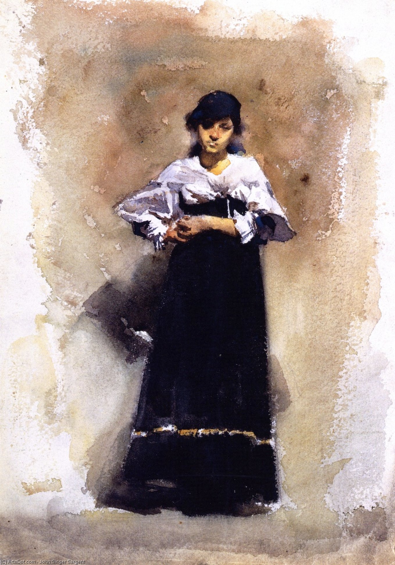 Young Woman In A Black Skirt — John Singer Sargent