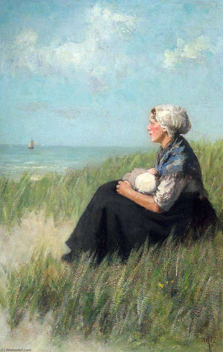 Mother And Child In The Dunes — Adolph Artz (david Adolf Constant Artz)