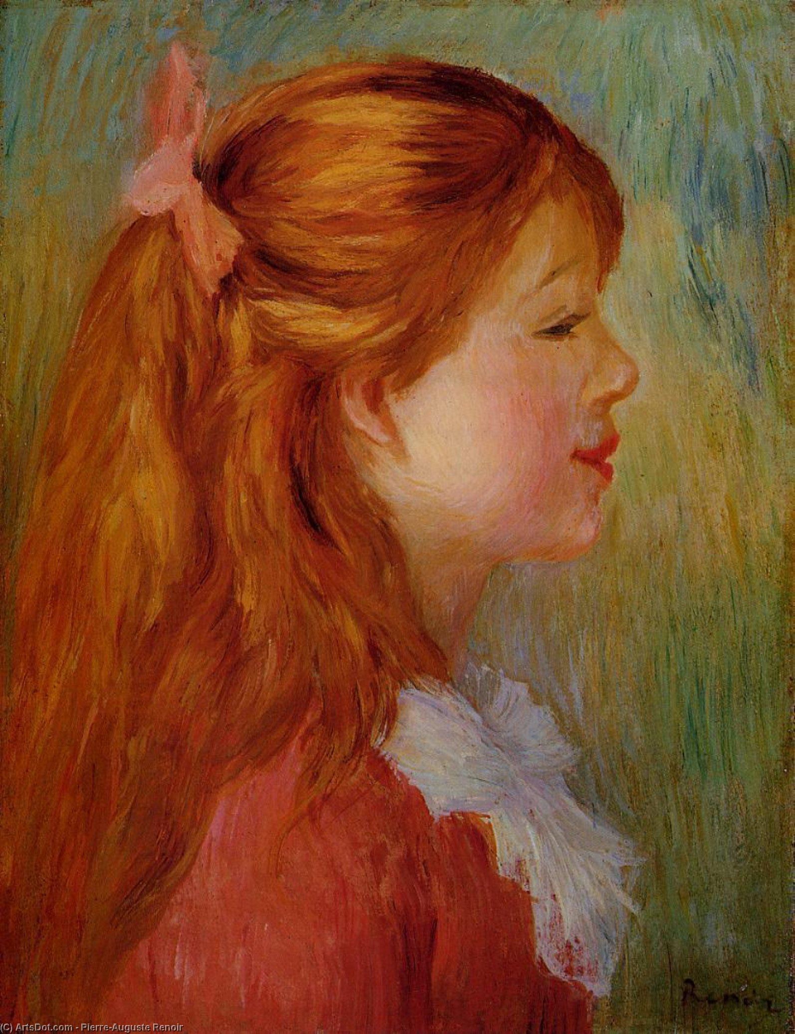 Young Girl With Long Hair In Profile — Pierre-auguste Renoir