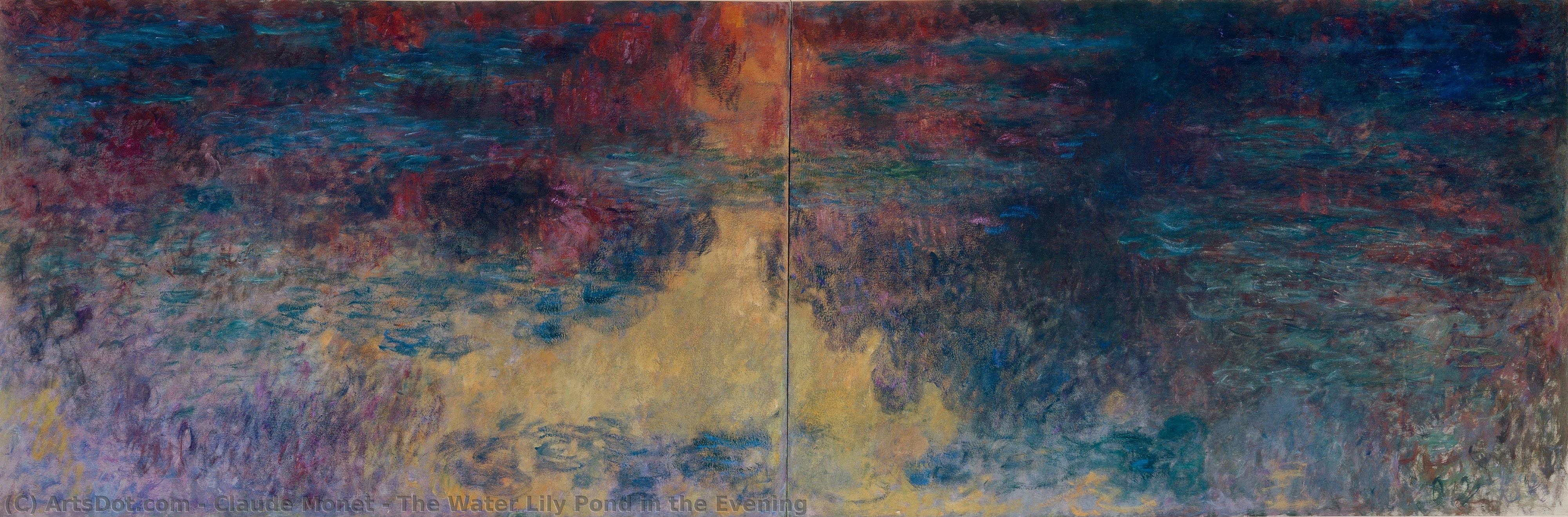 The Water Lily Pond In The Evening — Claude Monet