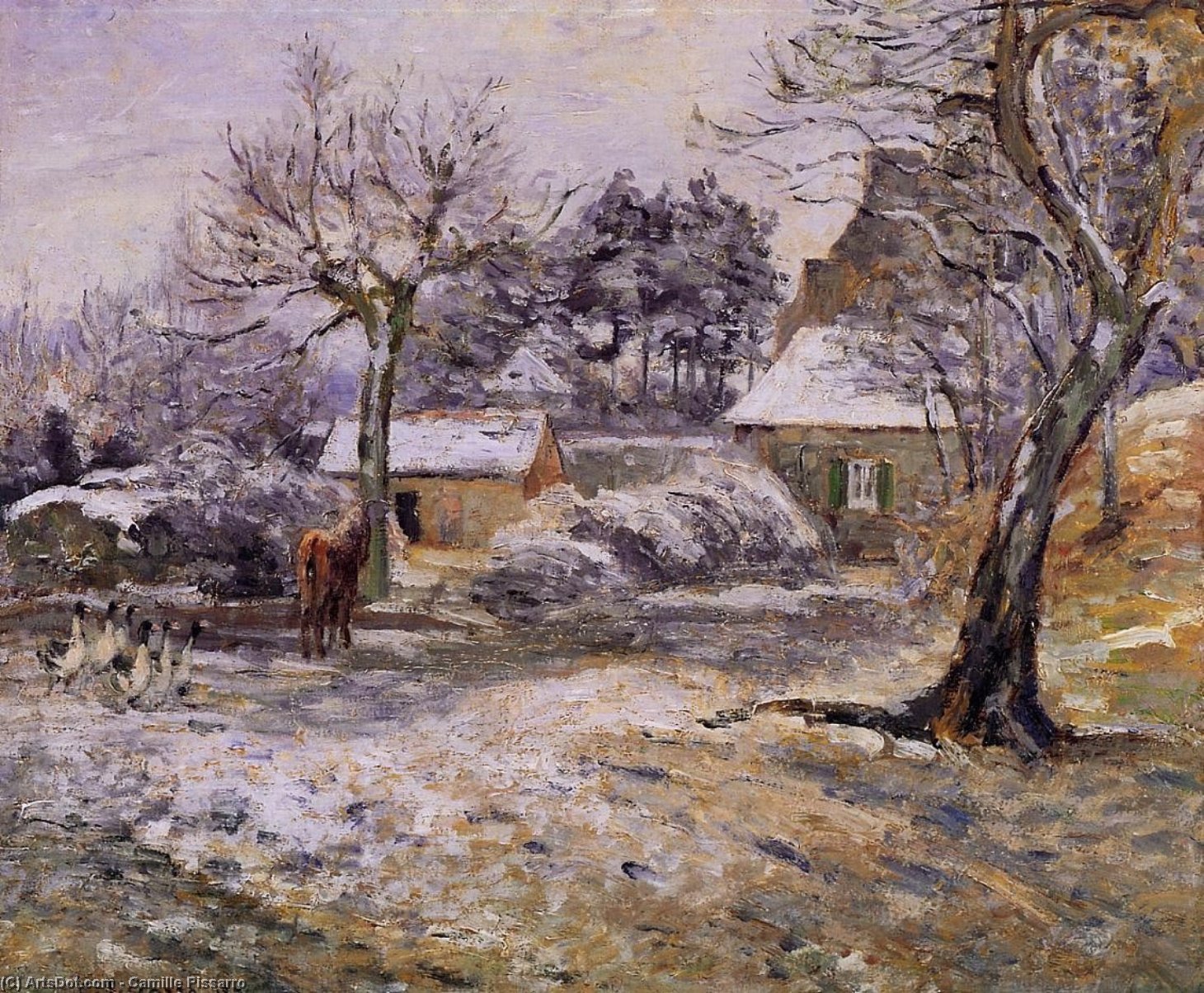 Nieve En Montfoucault — Camille Pissarro