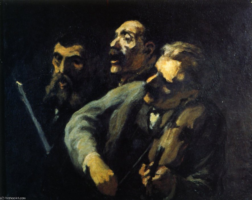 Chanteurs Devant Un Pupitre, Huile Sur Toile Singers In Front Of A Desk, Oils On Fabric — Honoré Daumier