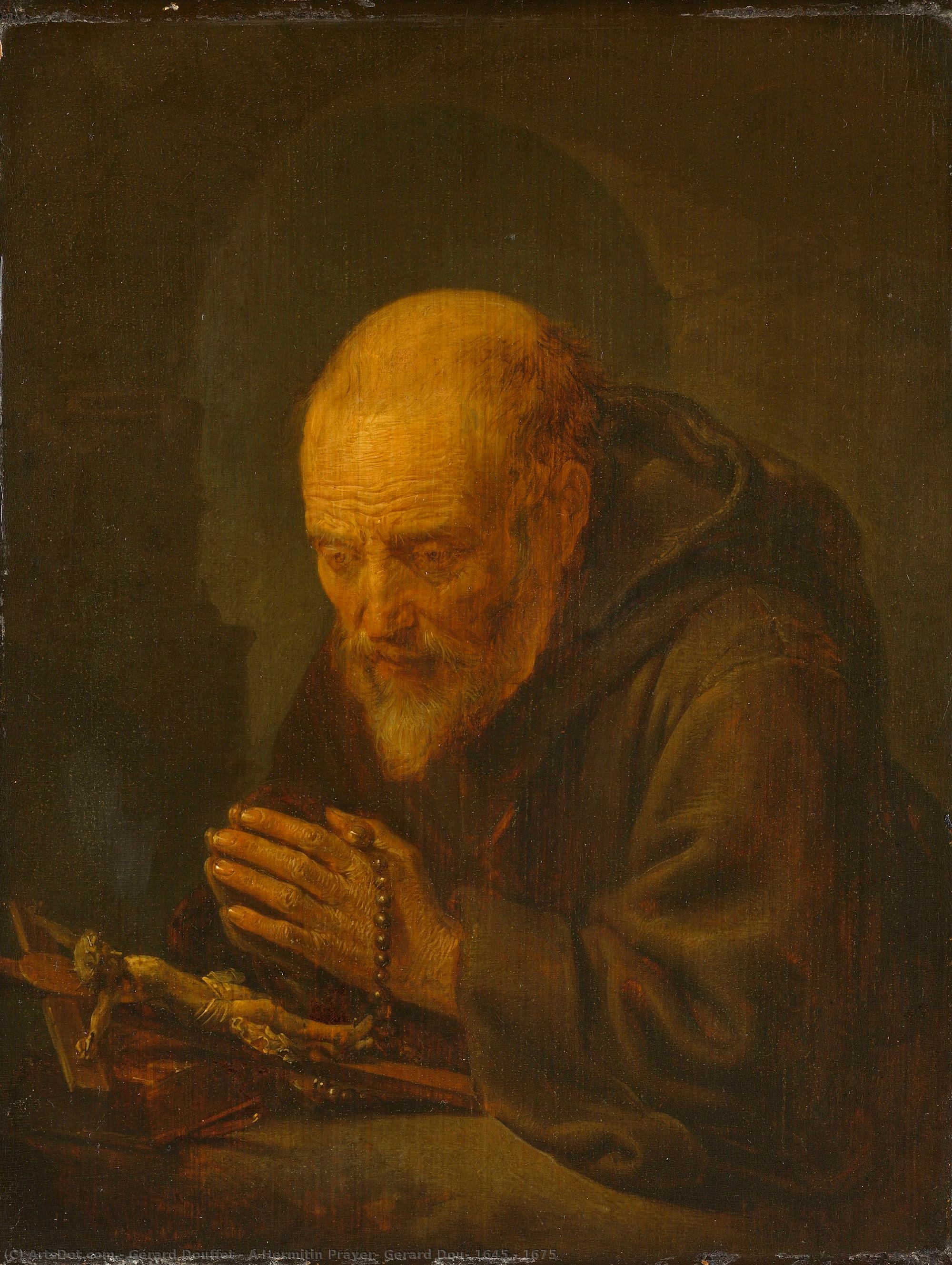 A Hermitin Prayer, Gerard Dou, 1645 - 1675 — Gérard Douffet